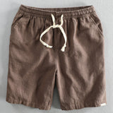 Linen And Rayon Blend Stand Collar Shirt & Linen Cotton Blend Drawstring Shorts
