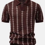 Geometric Knit V Neck Polo Shirt & Slim Fit Tapered Trousers