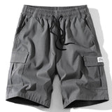 3 Pieces Solid Color Cargo Drawstring Shorts