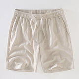 Waffle Button Up Shirt & Linen Cotton Blend Drawstring Shorts