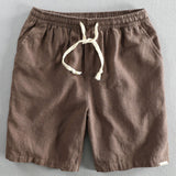 Linen Cotton Blend Drawstring Shorts