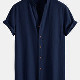 Wrinkled Textured V Neck Shirt