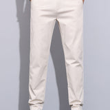 Elastic Waist Straight Leg Trousers