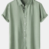 Short Sleeve Textured Button Up Shirt