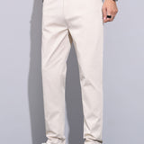 Elastic Waist Straight Leg Trousers