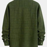 Long Sleeve Stand Collar Shirt & Straight Leg Linen Pants