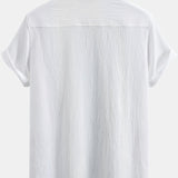 Textured Contrast Cuban Shirt & Straight Leg Pants