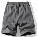 3 Pieces Solid Color Cargo Drawstring Shorts