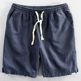 Linen Cotton Blend Drawstring Shorts