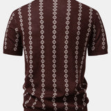 Geometric Knit V Neck Polo Shirt & Slim Fit Tapered Trousers