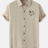 Smiley Graphic Print Button Up Shirt