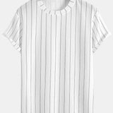 Stripe Textured Arc Hem T-Shirt