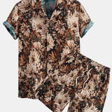 Painted Floral Jacquard Cuban Shirt & Shorts