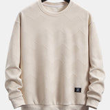 Relax Fit Geometric Striped Sweatshirt & Drawstring Corduroy Cargo Jogger Pants