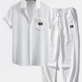 Short Sleeve Waffle Shirt & Drawstring Waffle Jogger Pants