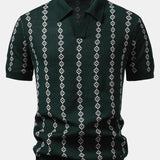 Geometric Knit V Neck Polo Shirt & Slim Fit Tapered Trousers