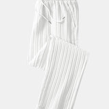Textured Stand Collar Shirt & Straight Leg Pants