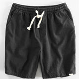 Linen And Rayon Blend Stand Collar Shirt & Linen Cotton Blend Drawstring Shorts