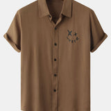 Smiley Graphic Print Button Up Shirt