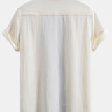 Textured Contrast Cuban Shirt & Straight Leg Pants
