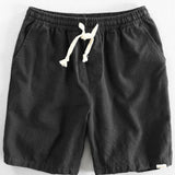 Linen Cotton Blend Drawstring Shorts