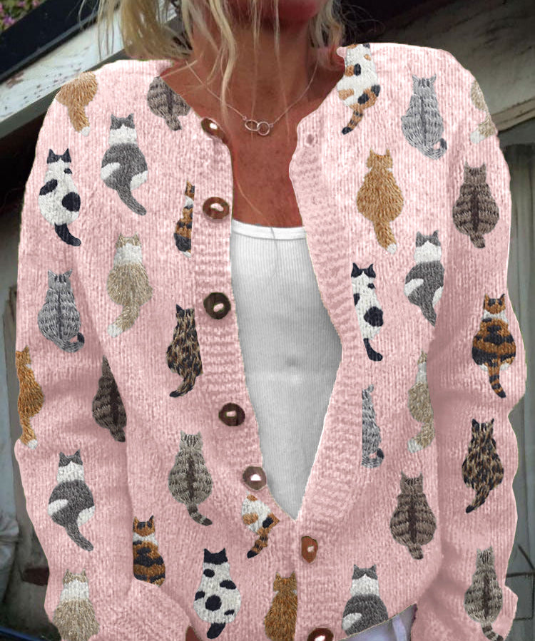 CHARLOTTE™ | COZY CAT PRINT CARDIGAN