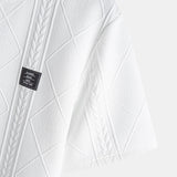 Short Sleeve Geometric Jacquard Arc Hem T-Shirt & Drawstring Corduroy Cargo Jogger Pants