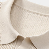 Wave Jacquard Knit V Neck Polo Shirt & Cotton Chino Shorts
