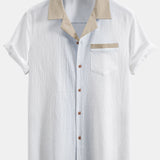 Textured Contrast Cuban Shirt & Straight Leg Pants