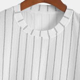 Stripe Textured Arc Hem T-Shirt