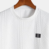 Short Sleeve Geometric Jacquard Arc Hem T-Shirt & Drawstring Corduroy Cargo Jogger Pants