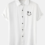Smiley Graphic Print Button Up Shirt