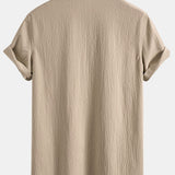Wrinkled Textured V Neck Shirt