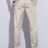 Elastic Waist Straight Leg Trousers