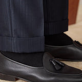 Lazio Herringbone Striped Straight Fit Pleated Trousers