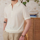 Trieste Linen Blend Pleated Half Zip Polo Shirt