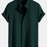 Muscle Fit Ribbed Stand Collar Shirt