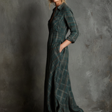 AILENE | CLASSIC GREEN PLAID SHIRT DRESS