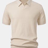 Wave Jacquard Knit V Neck Polo Shirt & Cotton Chino Shorts