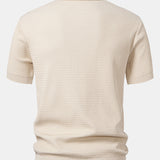 Wave Jacquard Knit V Neck Polo Shirt & Cotton Chino Shorts