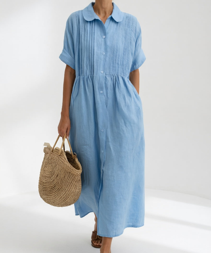 Lysandra™ — Long Cotton Shirt Dress