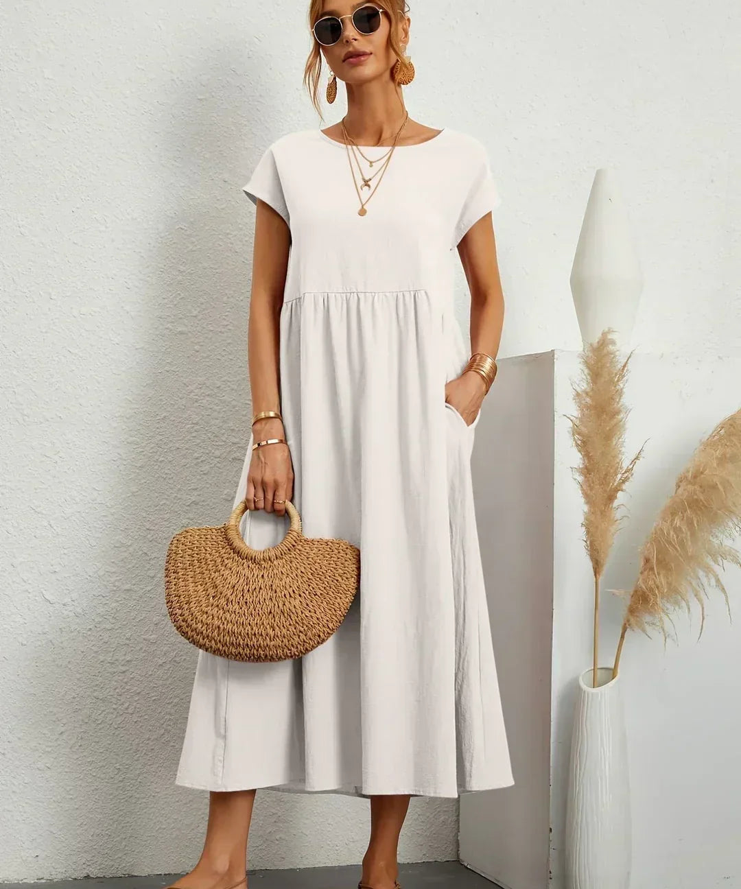 Gabrielle™ — Flowing Midi Dress with Timeless Elegance