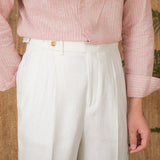 St. Julian Linen Straight Fit Pleated Trousers