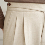 Moneglia Wool Blend Straight Fit Double Pleated Trousers