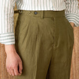 St. Julian Linen Straight Fit Pleated Trousers