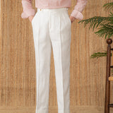 St. Julian Linen Straight Fit Pleated Trousers
