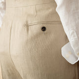 St. Julian Linen Straight Fit Pleated Trousers