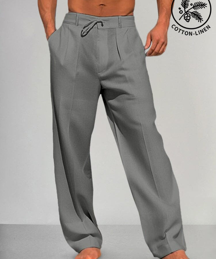 Torino - Pantalones Rectos de Algodón y Lino