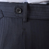Lazio Herringbone Striped Straight Fit Pleated Trousers
