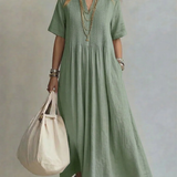 DILETTA | Pleated Cotton Midi Dress